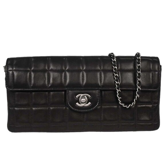 Chanel Black Lambskin East West Choco Bar Shoulder Bag 154060 - Picture 1 of 10
